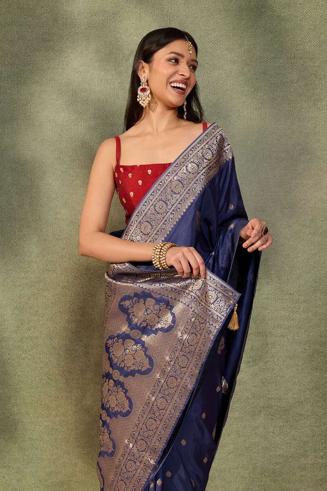 Blue Woven Pure Viscose Saree image number