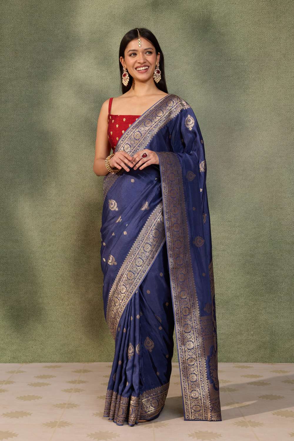 Blue Woven Pure Viscose Saree image number null