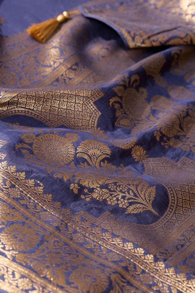 Blue Woven Pure Viscose Saree thumbnail image number null