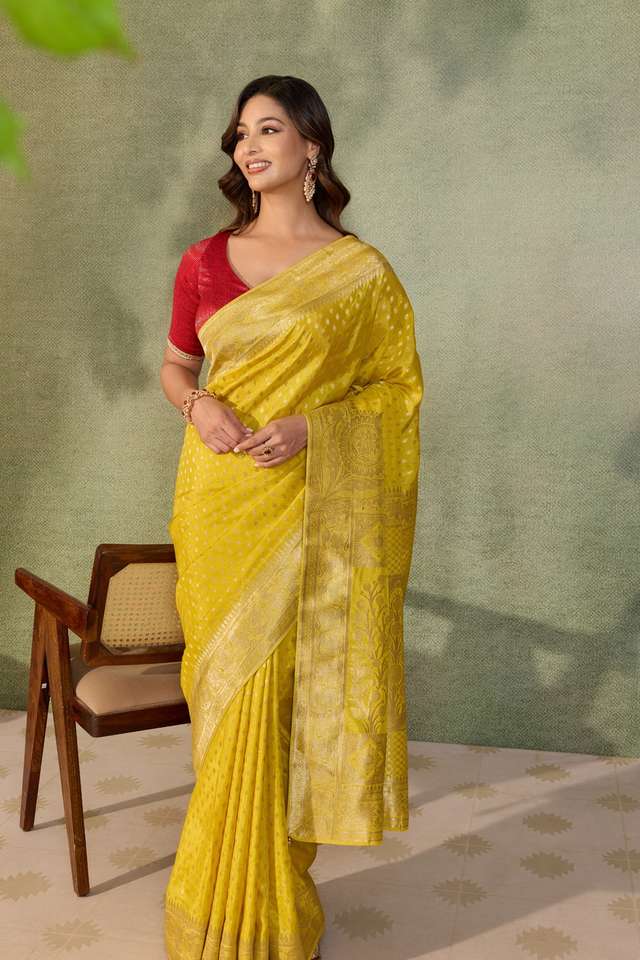 Yellow Woven Pure Viscose Saree thumbnail image number null