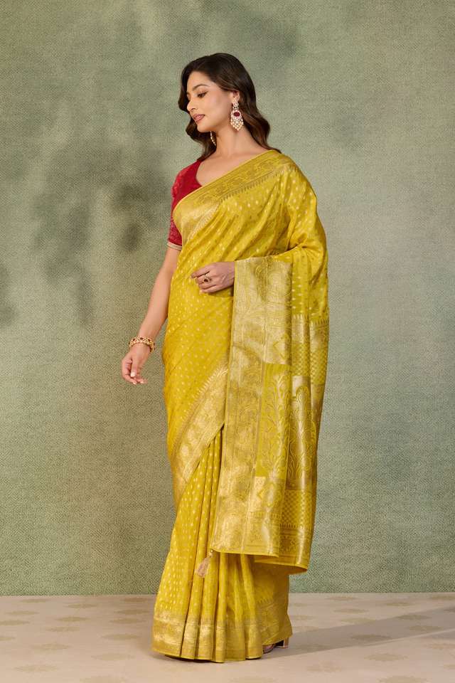 Yellow Woven Pure Viscose Saree thumbnail image number null