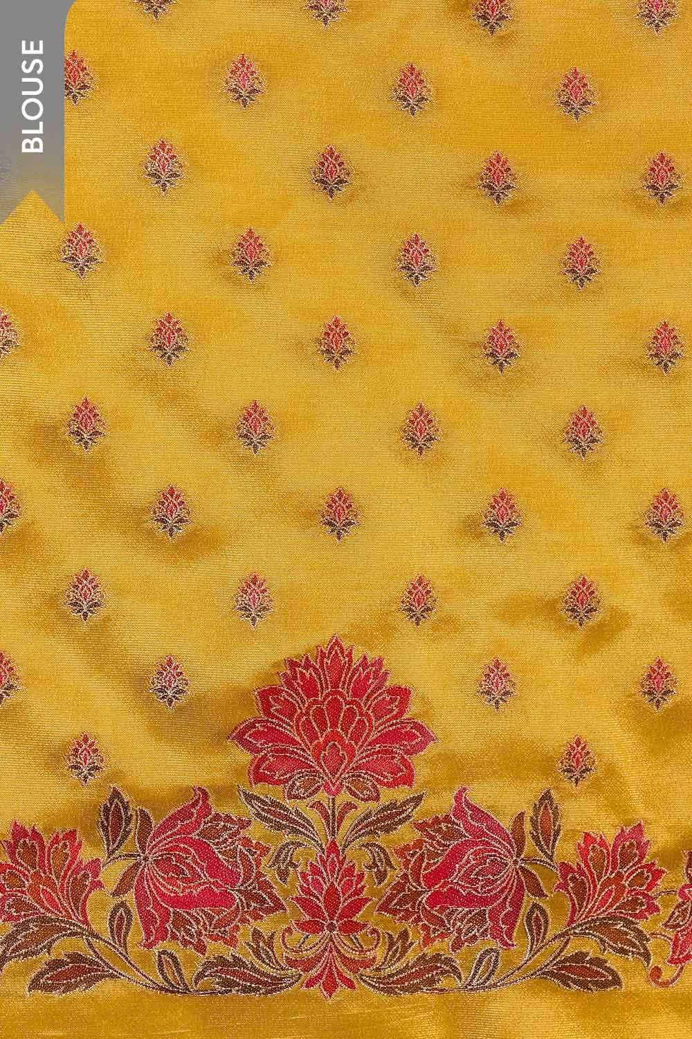Yellow Viscose Tissue Woven Saree image number null