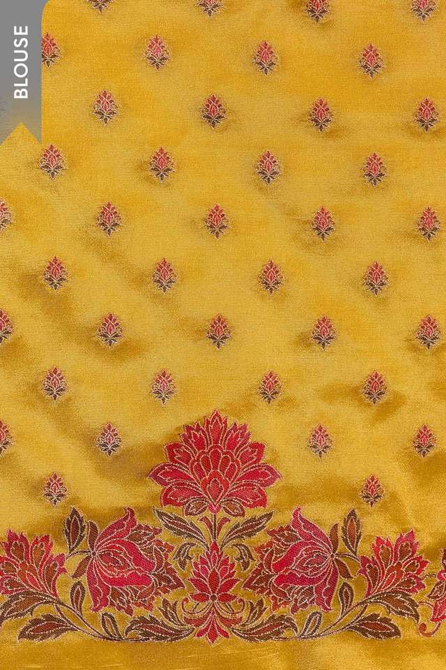 Yellow Viscose Tissue Woven Saree thumbnail image number null
