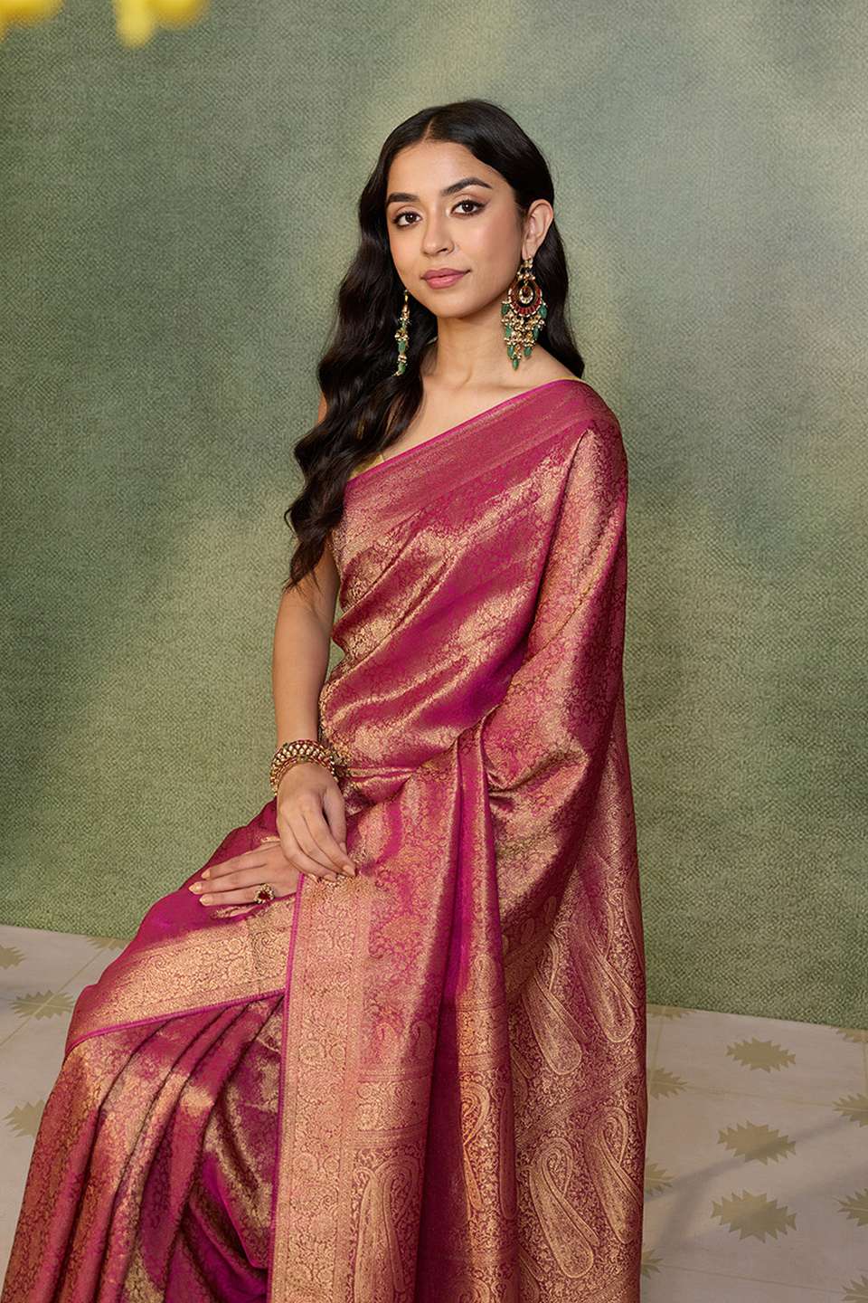 Purple   Woven Viscose Tissue Saree