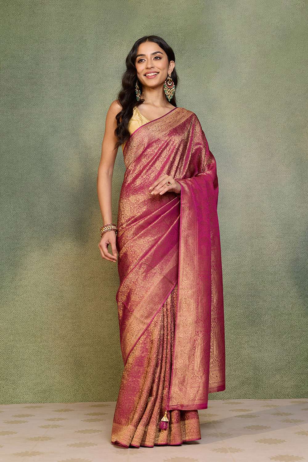 Purple   Woven Viscose Tissue Saree image number null