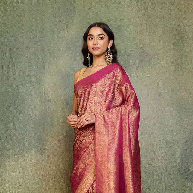 Purple   Woven Viscose Tissue Saree thumbnail image number null