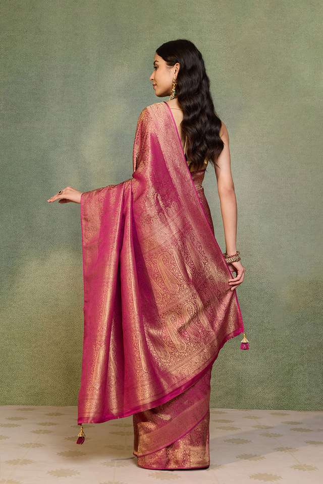 Purple   Woven Viscose Tissue Saree thumbnail image number null