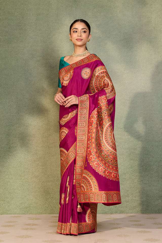 Purple Woven Pure Viscose Saree thumbnail image number null
