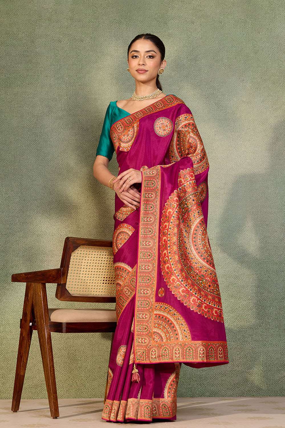 Purple Woven Pure Viscose Saree image number null
