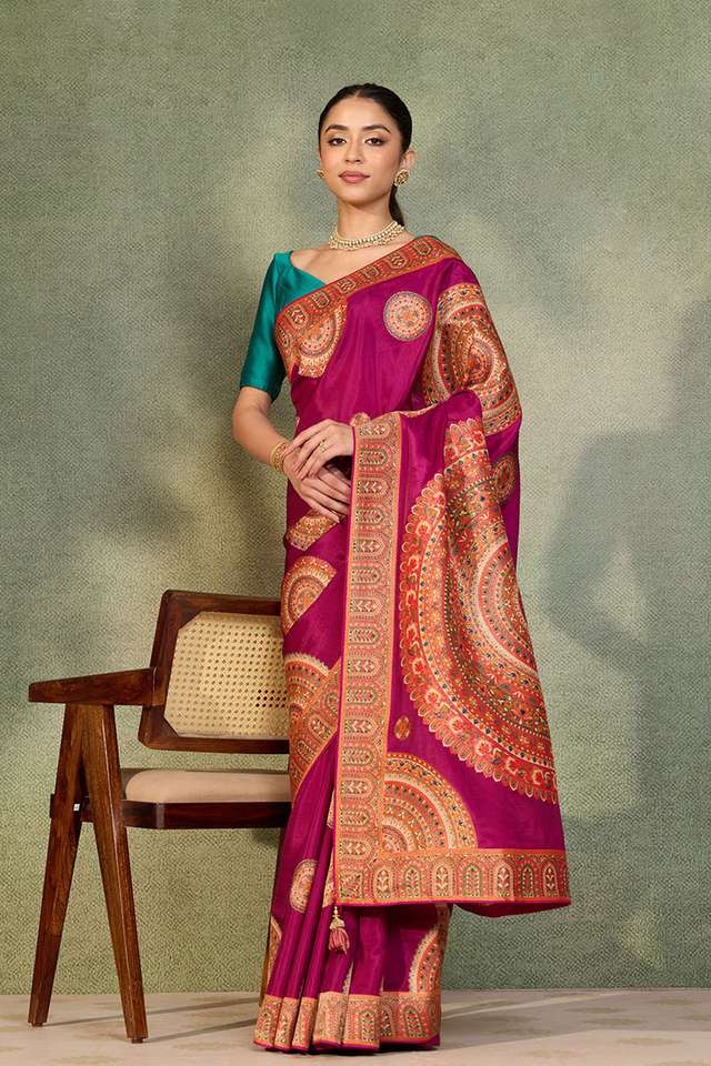 Purple Woven Pure Viscose Saree thumbnail image number null