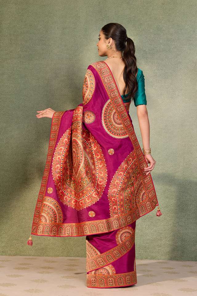 Purple Woven Pure Viscose Saree thumbnail image number null
