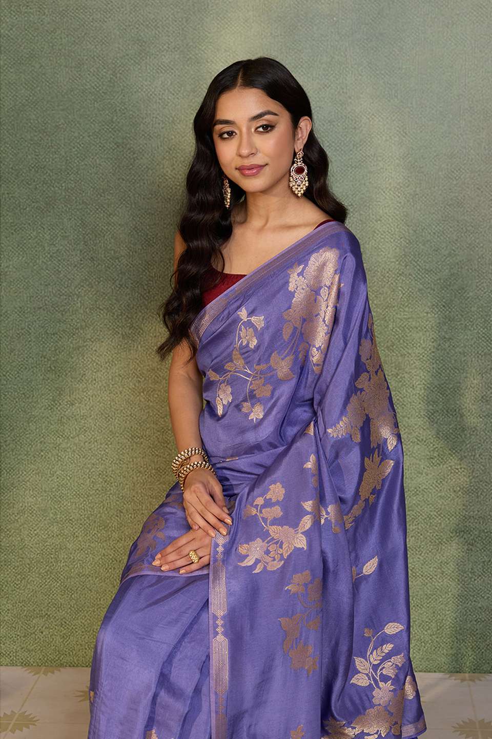 Violet Woven Pure Viscose Saree