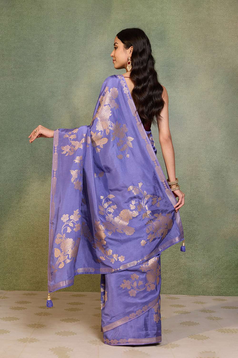 Violet Woven Pure Viscose Saree image number null