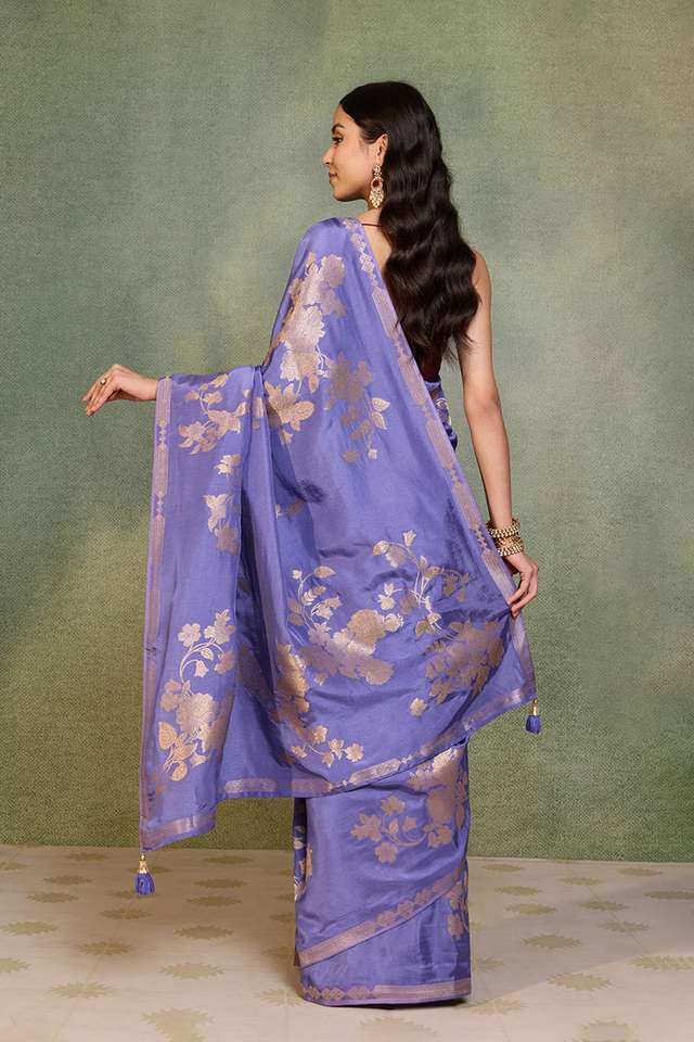 Violet Woven Pure Viscose Saree thumbnail image number null