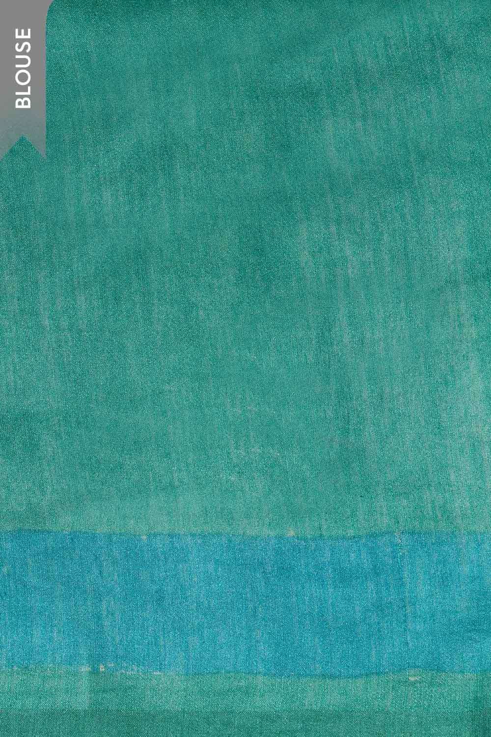 Blue Block Printed Silk Muga Saree image number null