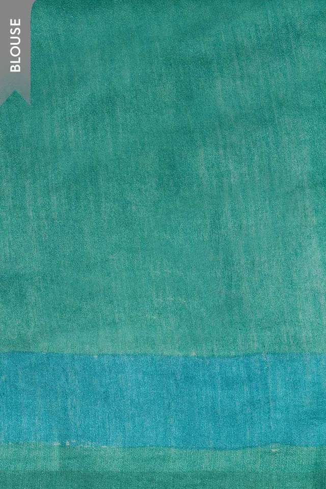 Blue Block Printed Silk Muga Saree thumbnail image number null