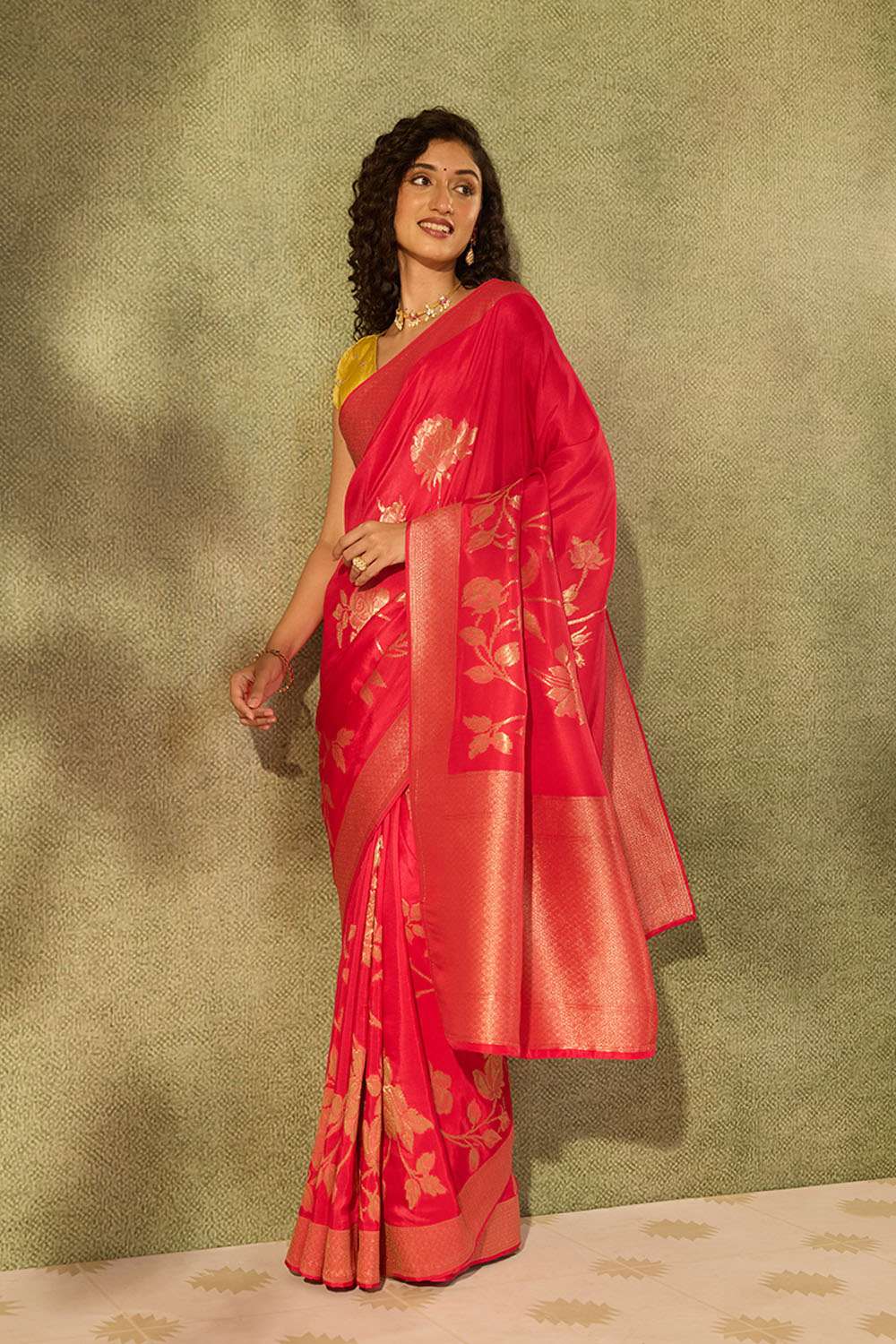 Pink Pure Viscose Woven Saree image number null