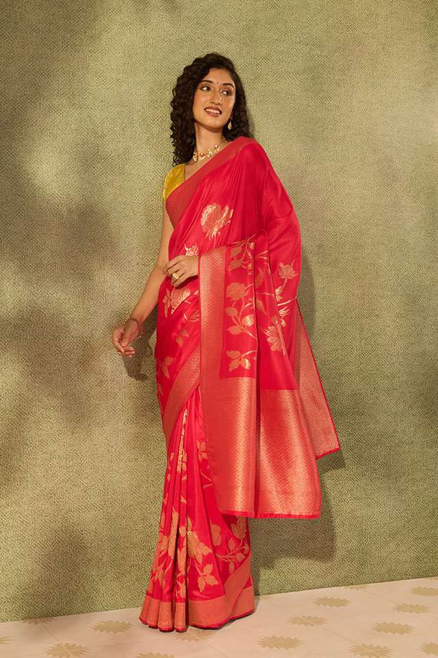 Pink Pure Viscose Woven Saree thumbnail image number null