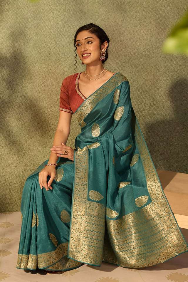 Blue Pure Viscose Woven Saree