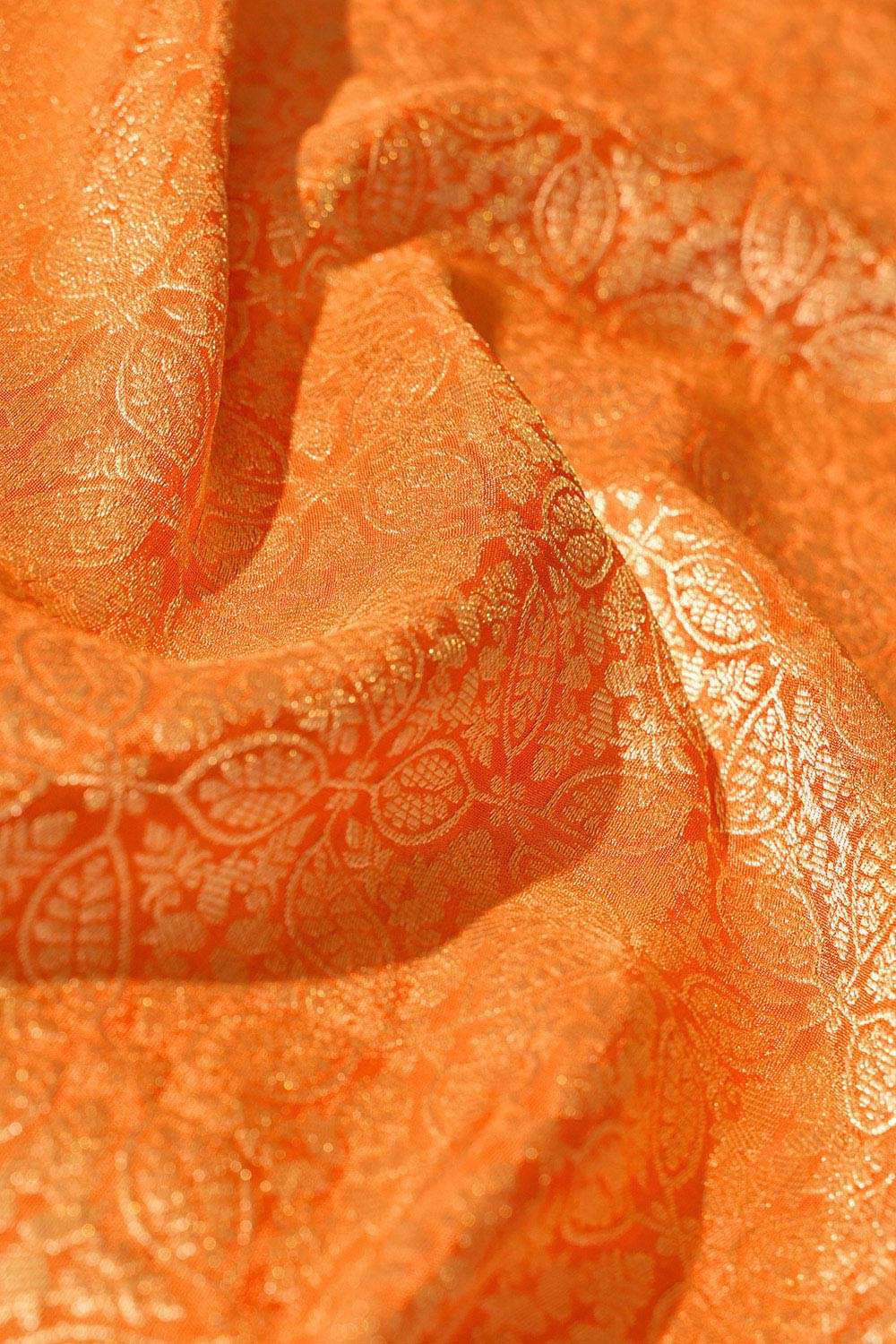 Orange Woven Pure Viscose Saree image number null