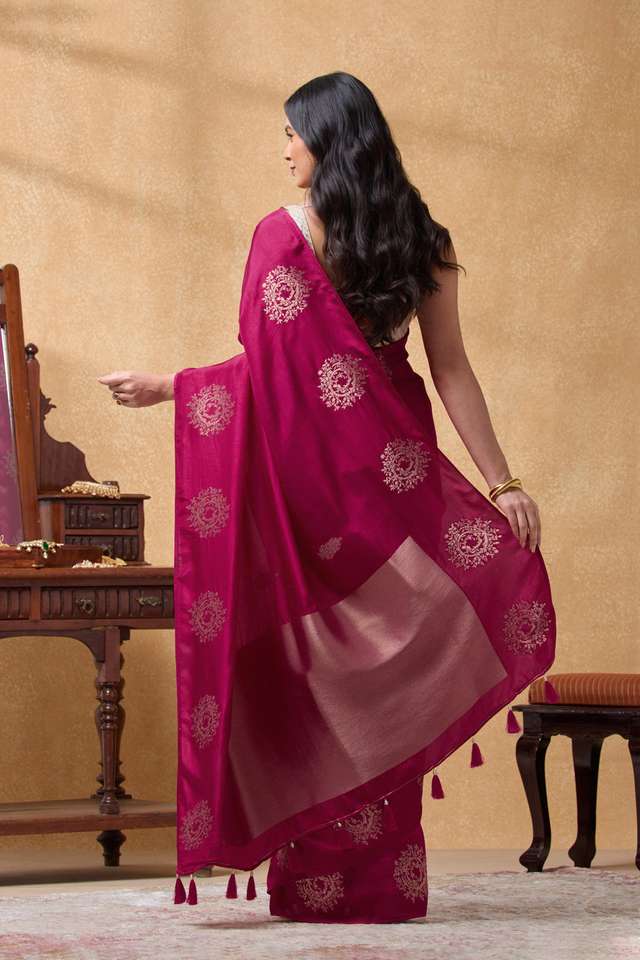 Pink Woven Pure Viscose Saree thumbnail image number null