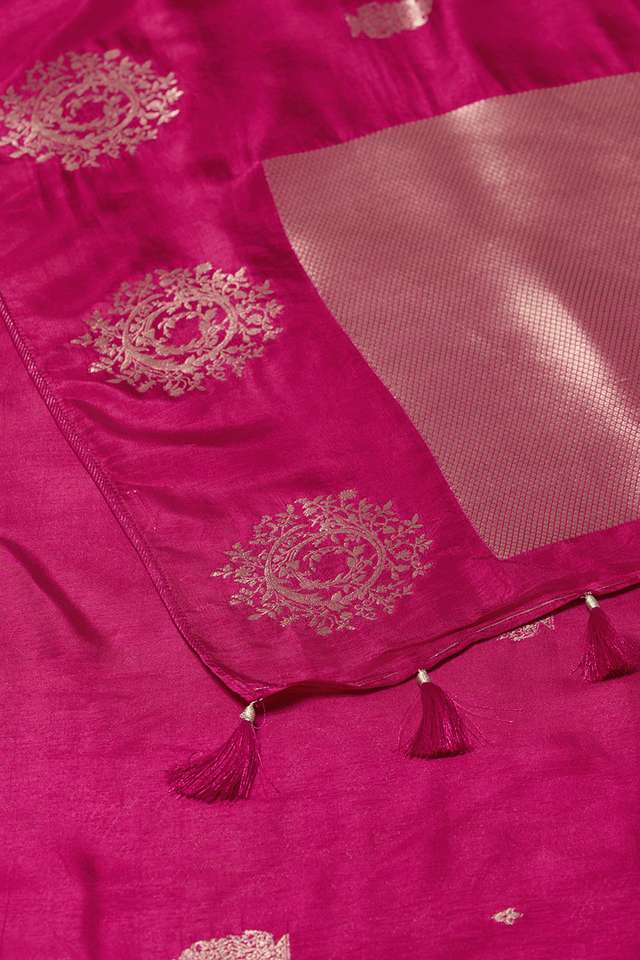 Pink Woven Pure Viscose Saree thumbnail image number null