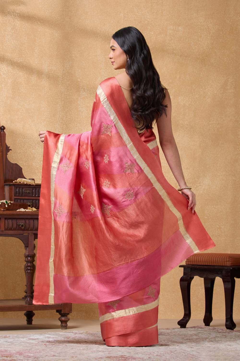 Pink Pure Silk Embroidered Saree image number null