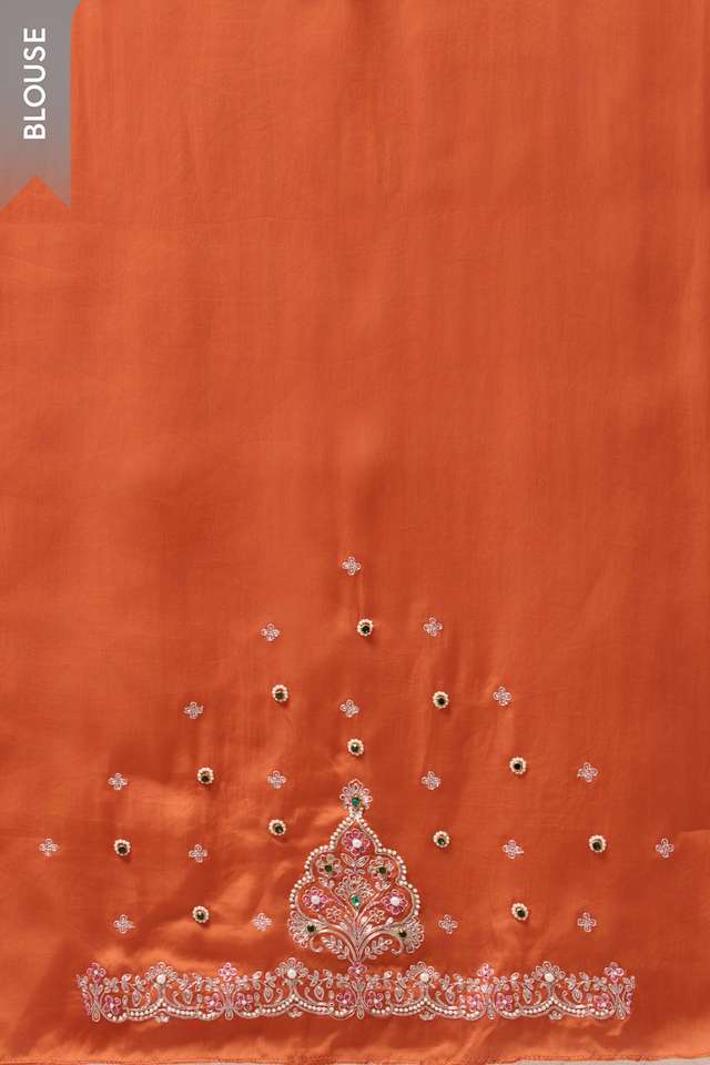 Orange Pure Viscose Embroidered Saree thumbnail image number null
