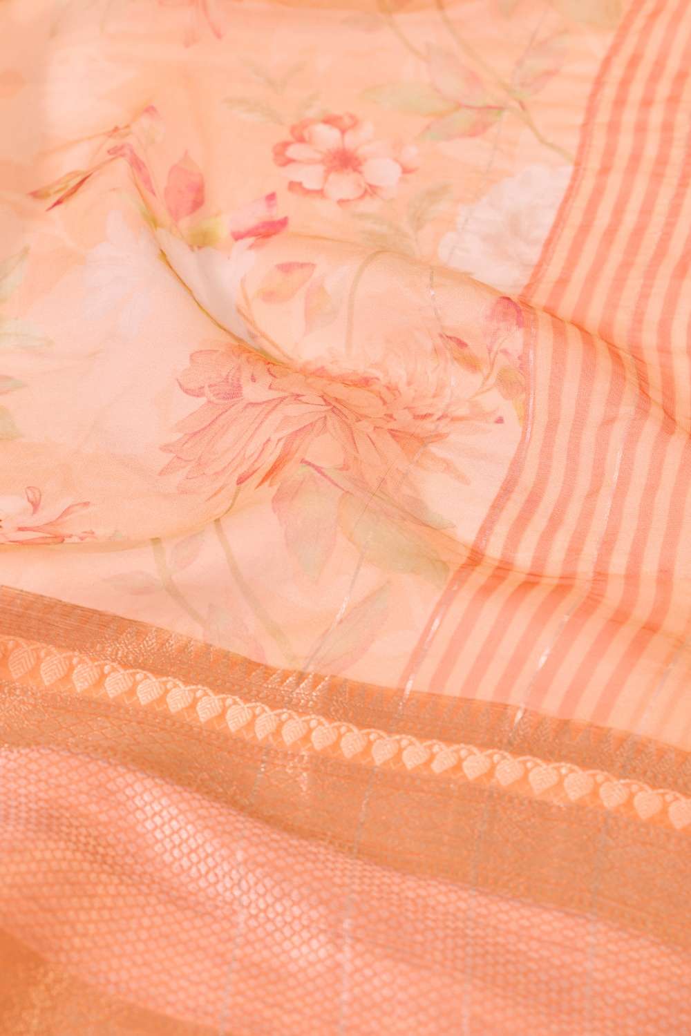 Orange  Printed Silk Viscose Saree image number null