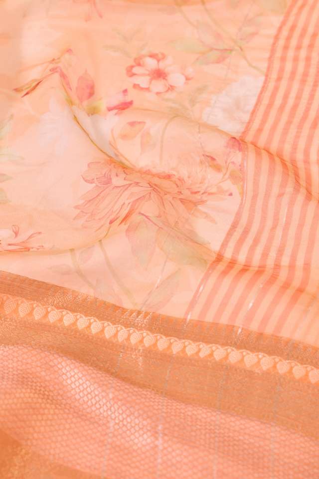 Orange  Printed Silk Viscose Saree thumbnail image number null