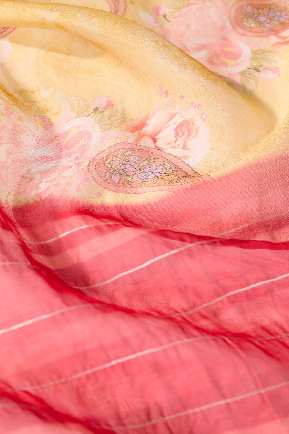 Yellow Printed Silk Viscose Saree image number null