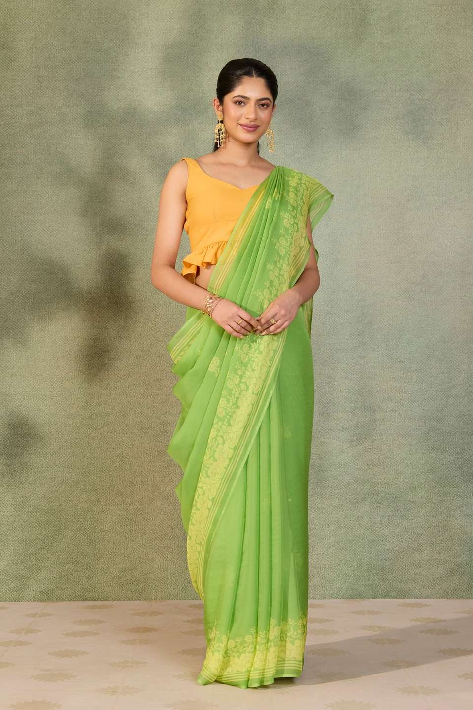 Green Screen Printed Pure Viscose Saree