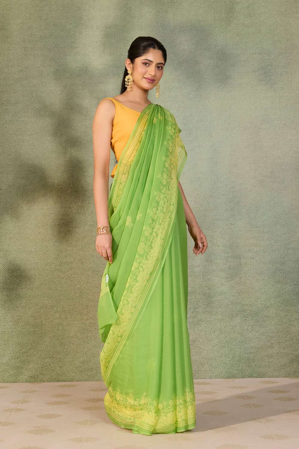 Green Screen Printed Pure Viscose Saree image number null
