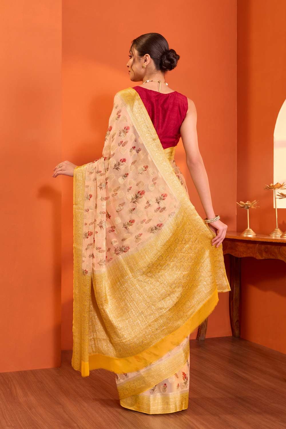 Beige  Printed Pure Viscose Saree image number null