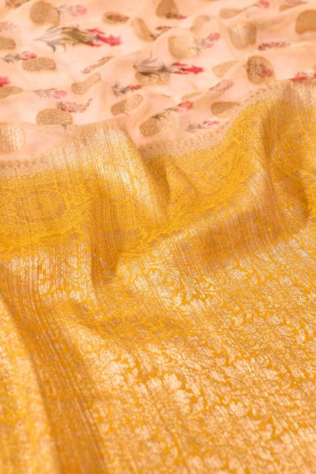 Beige  Printed Pure Viscose Saree thumbnail image number null