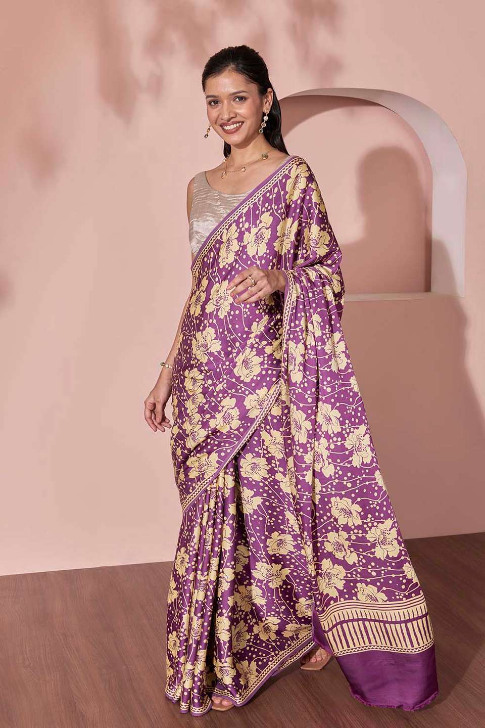 Purple Pure Viscose Screen Printed Saree