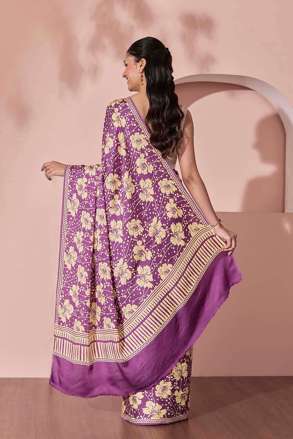 Purple Pure Viscose Screen Printed Saree image number null
