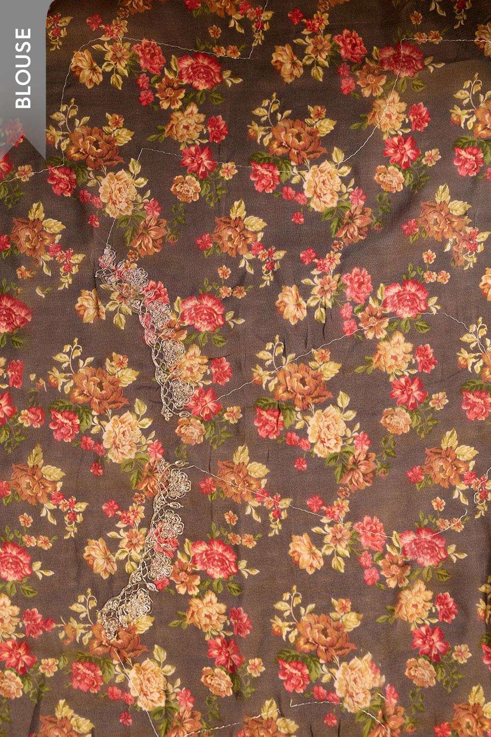 Brown Embroidered Pure Viscose Saree image number null