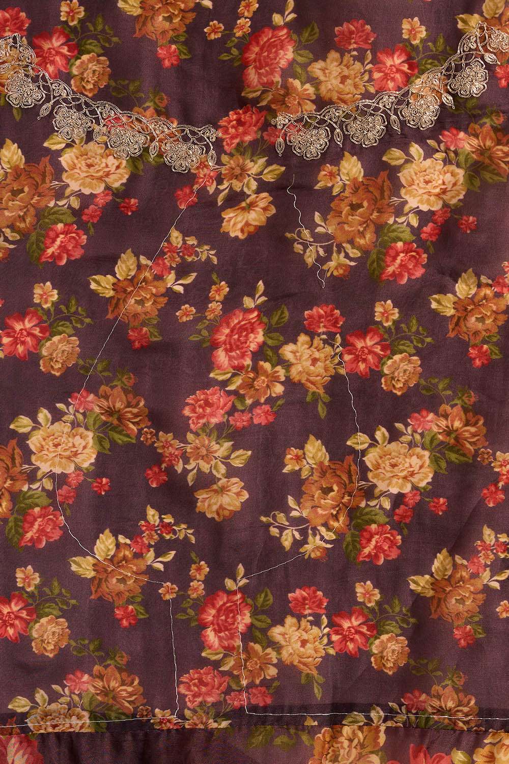 Purple Pure Viscose Printed Embroidered Saree image number null