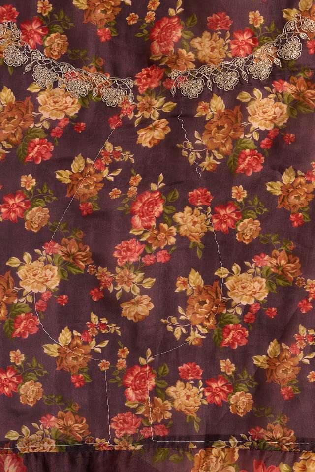 Purple Pure Viscose Printed Embroidered Saree thumbnail image number null