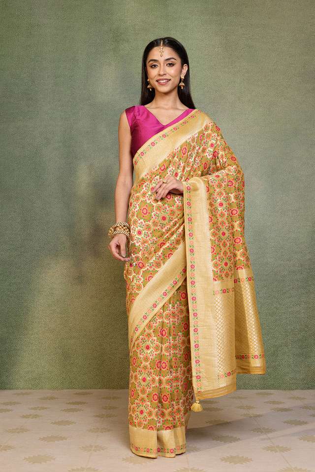 Yellow Woven Pure Viscose Saree thumbnail image number null
