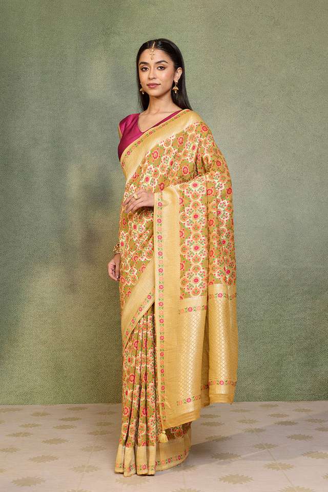 Yellow Woven Pure Viscose Saree thumbnail image number null