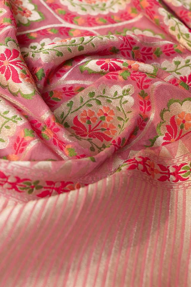 Pink Woven Viscose Georgette Saree thumbnail image number null