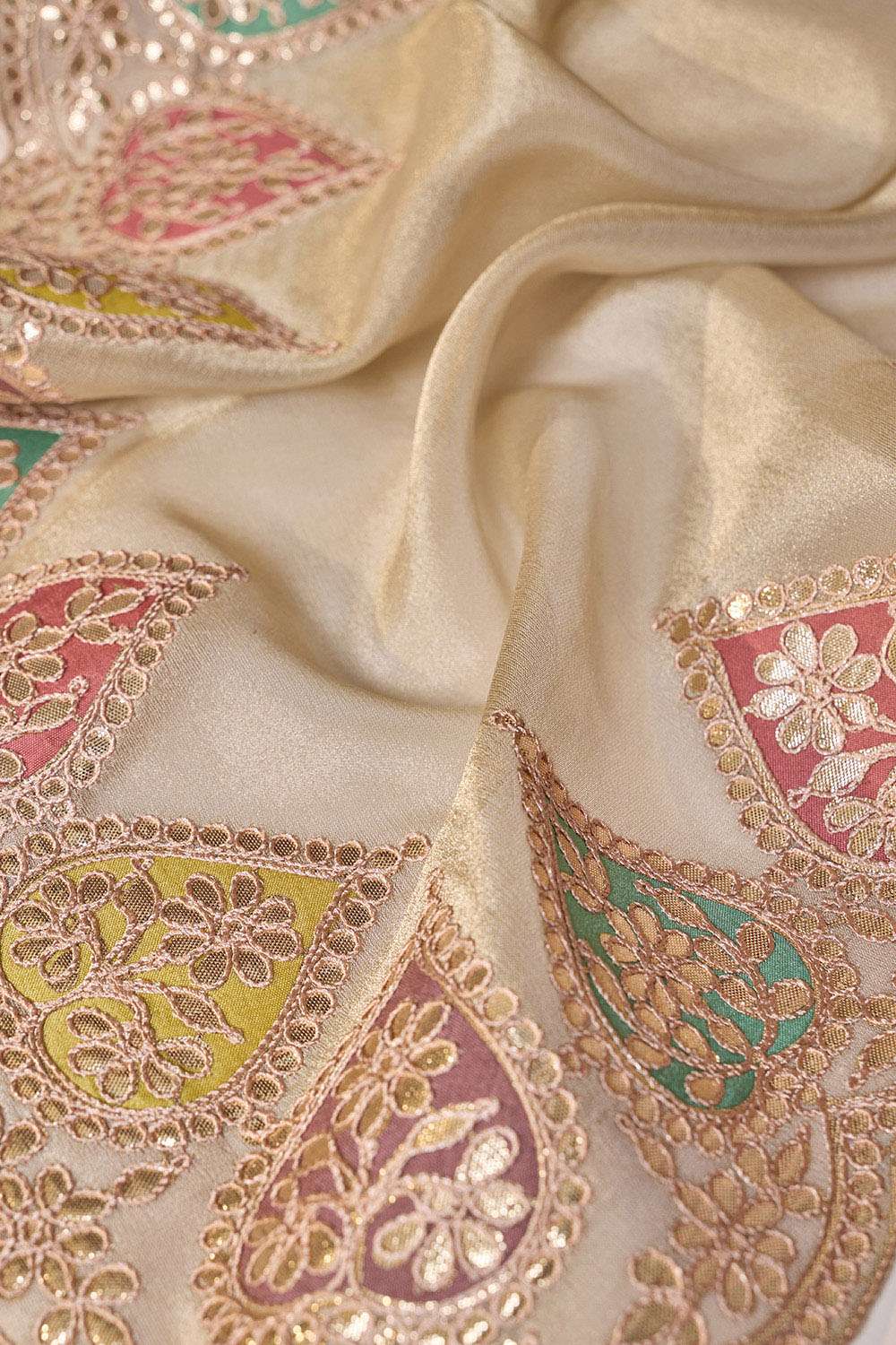 Off White Gota Patti Emroidery Viscose Tissue Saree image number null