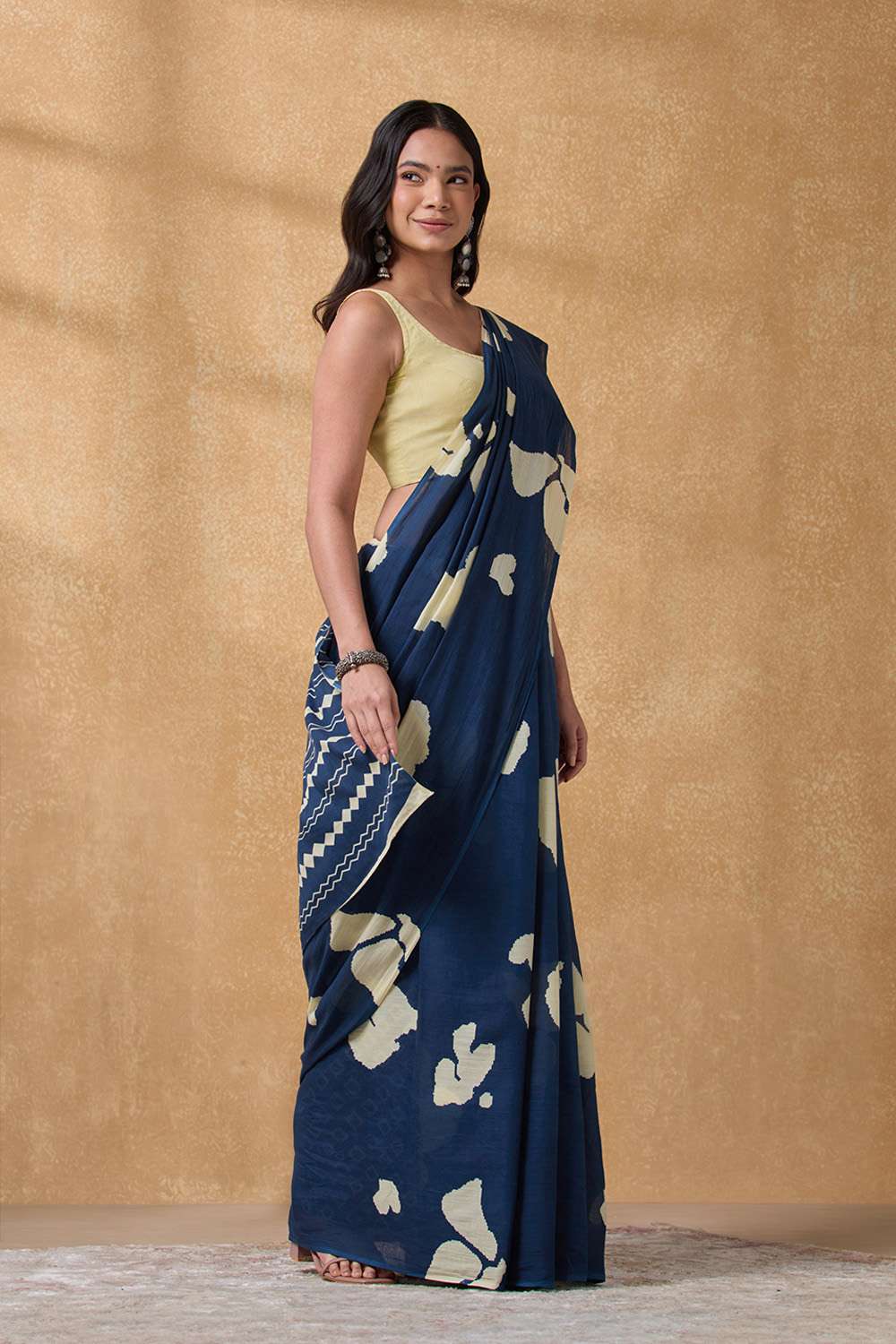 Dark Blue Rajasthan Screen Printed  Pure Cotton Saree image number null