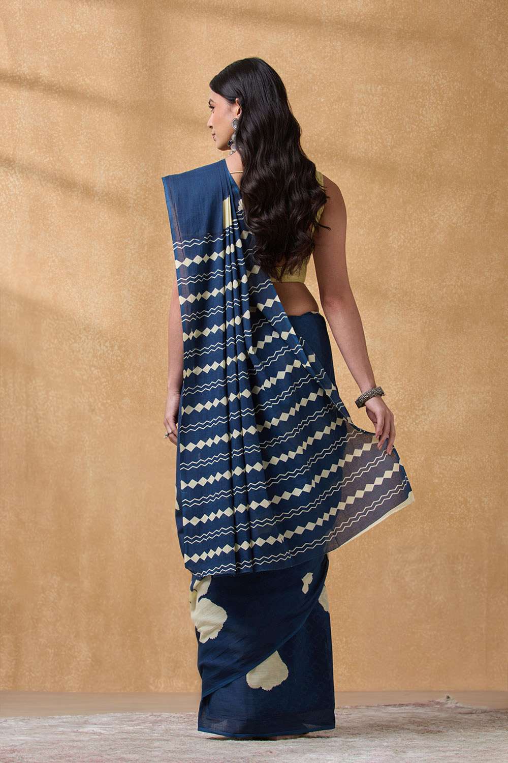 Dark Blue Rajasthan Screen Printed  Pure Cotton Saree image number null