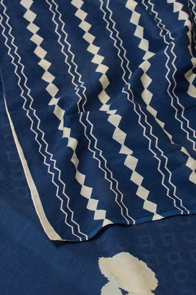 Dark Blue Rajasthan Screen Printed  Pure Cotton Saree thumbnail image number null