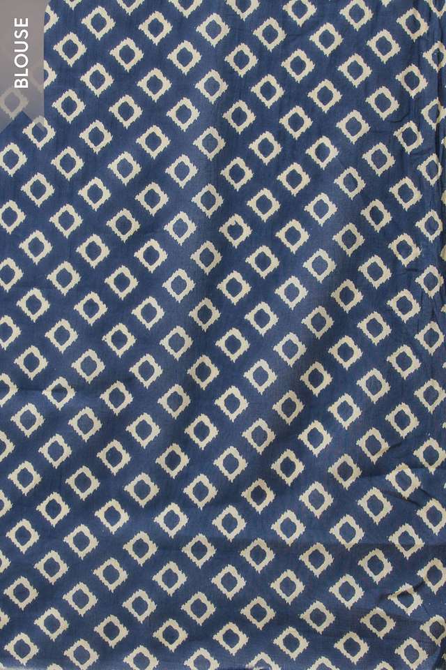 Dark Blue Rajasthan Screen Printed  Pure Cotton Saree thumbnail image number null