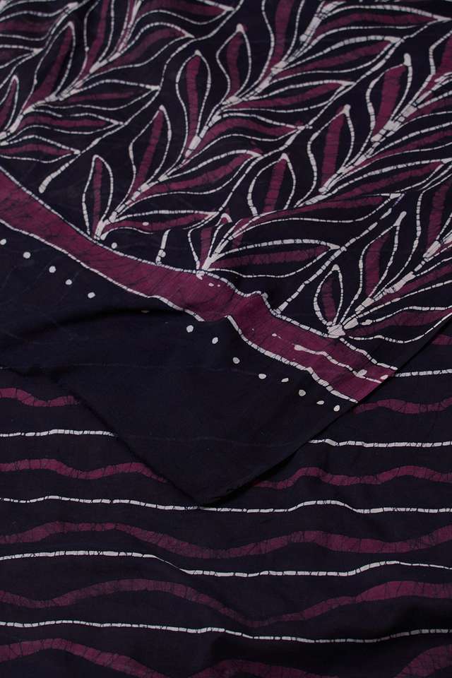 Dark Blue Ujjain Pure Cotton Batik Saree thumbnail image number null