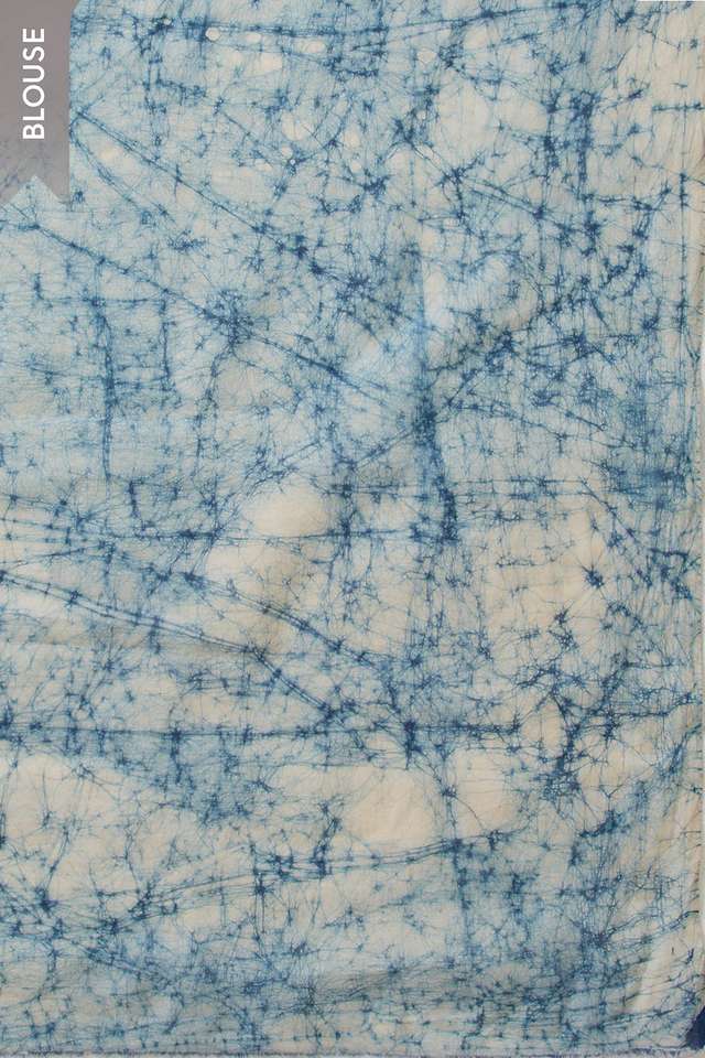 Dark Blue Ujjain Pure Cotton Batik Saree thumbnail image number null